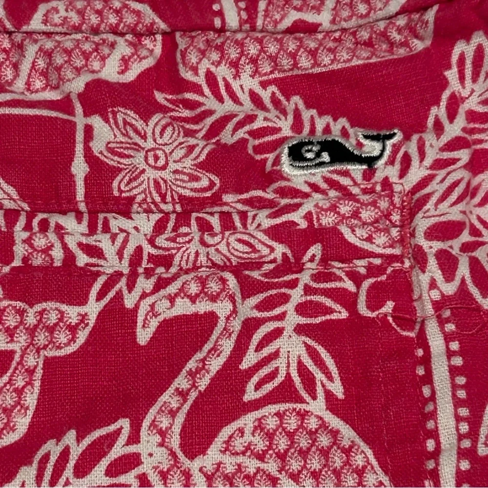 Vineyard Vines Vibrant Women's Linen Cotton Shorts Whales Flamingos Size Large - Picture 6 of 9